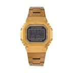 GENOA TIME V2 Japanese Movt. 5ATM Water Resistant Black Multifunctional LED Dial Watch with Gold Colour Stainless Steel Strap