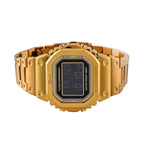 GENOA TIME V2 Japanese Movt. 5ATM Water Resistant Black Multifunctional LED Dial Watch with Gold Colour Stainless Steel Strap