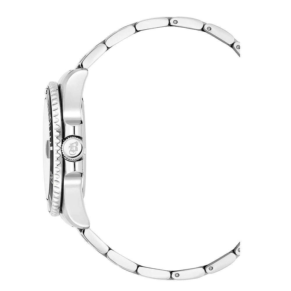 Jaques De Manoir Pro Scuba 43 Swiss Movt. 20ATM WR Black Dial Mens Watch with Silver Colour Stainless Steel Strap