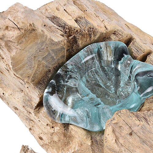 Jardin de Bali Gamal Wood and Glass Tealight Holder
