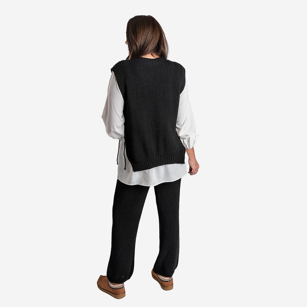 Women’s Knitted Wide-Leg Trousers with Soft Relaxed Fit for Everyday Comfort