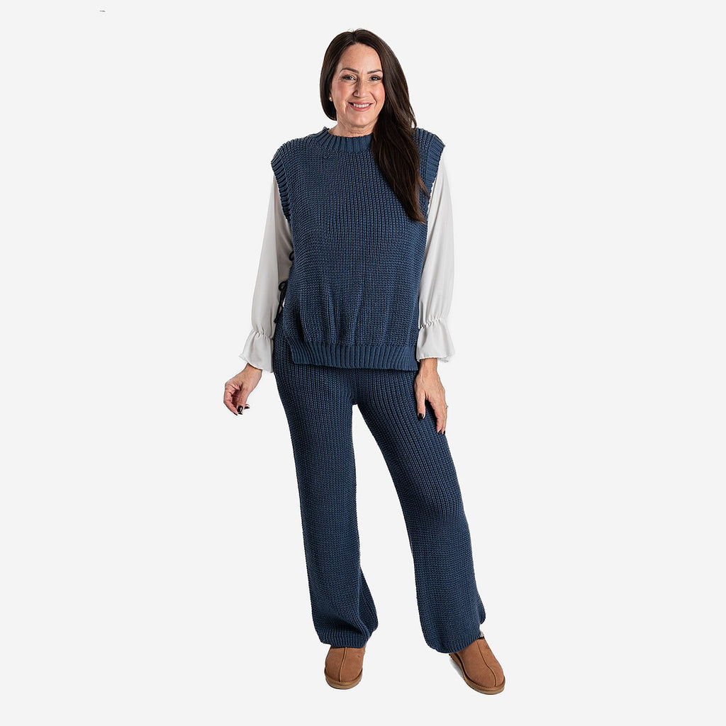 Women’s Knitted Wide-Leg Trousers with Soft Relaxed Fit for Everyday Comfort
