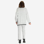 Women’s Knitted Cropped Wide-Leg Trousers with Contrast Stitch Hem