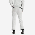 Women’s Knitted Cropped Wide-Leg Trousers with Contrast Stitch Hem