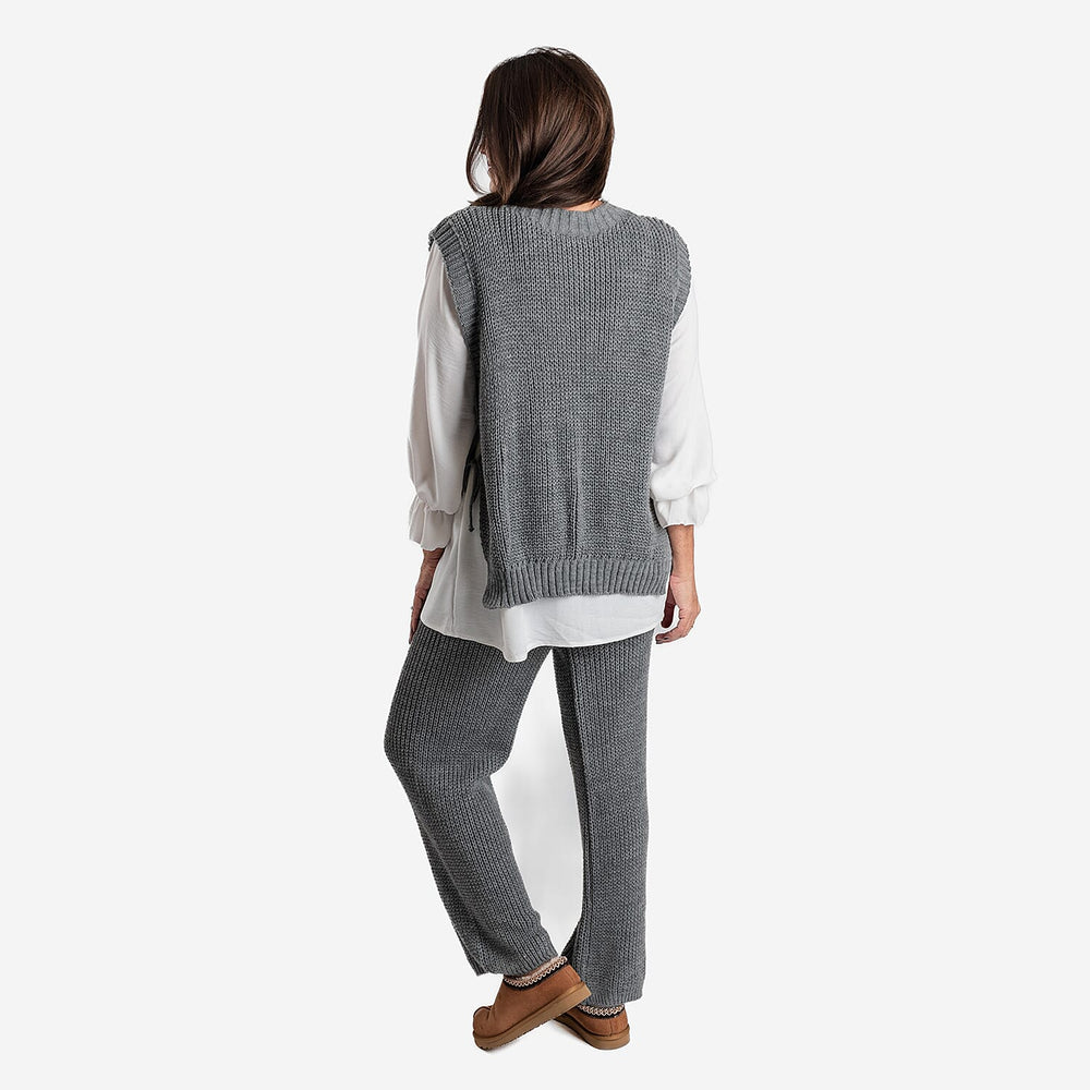 Women’s Knitted Wide-Leg Trousers with Soft Relaxed Fit for Everyday Comfort