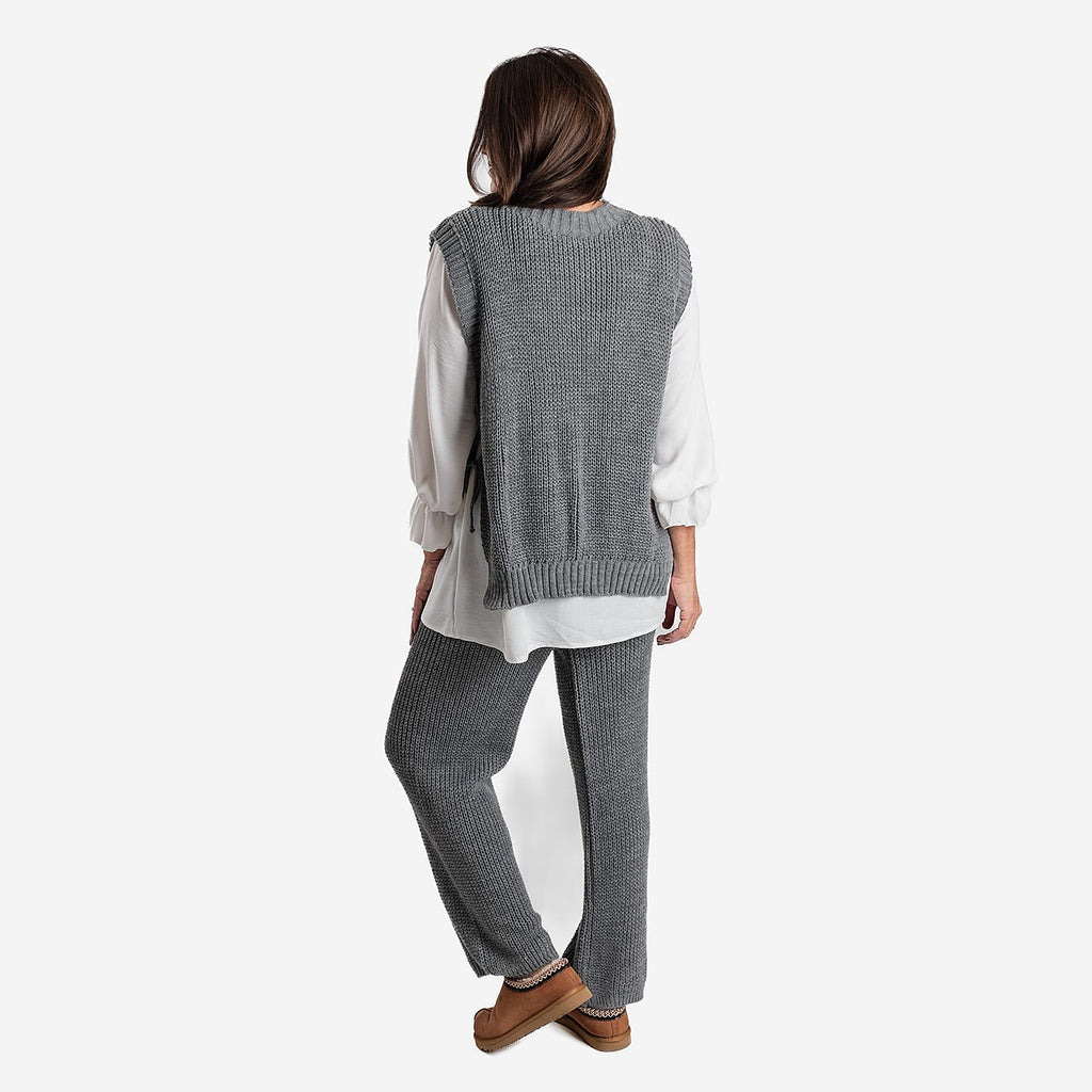 Women’s Knitted Wide-Leg Trousers with Soft Relaxed Fit for Everyday Comfort