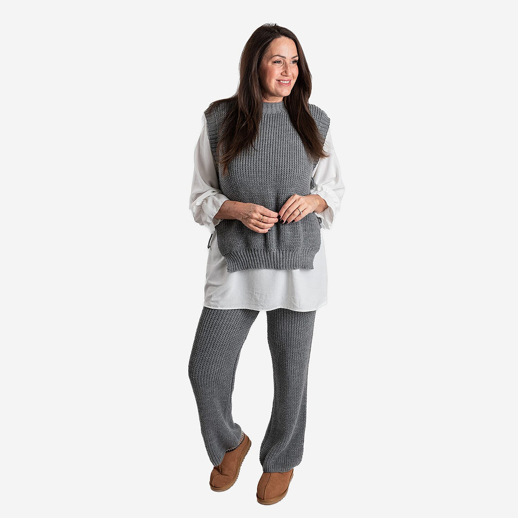 Women’s Knitted Wide-Leg Trousers with Soft Relaxed Fit for Everyday Comfort