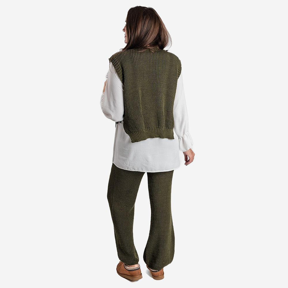 Women’s Knitted Wide-Leg Trousers with Soft Relaxed Fit for Everyday Comfort