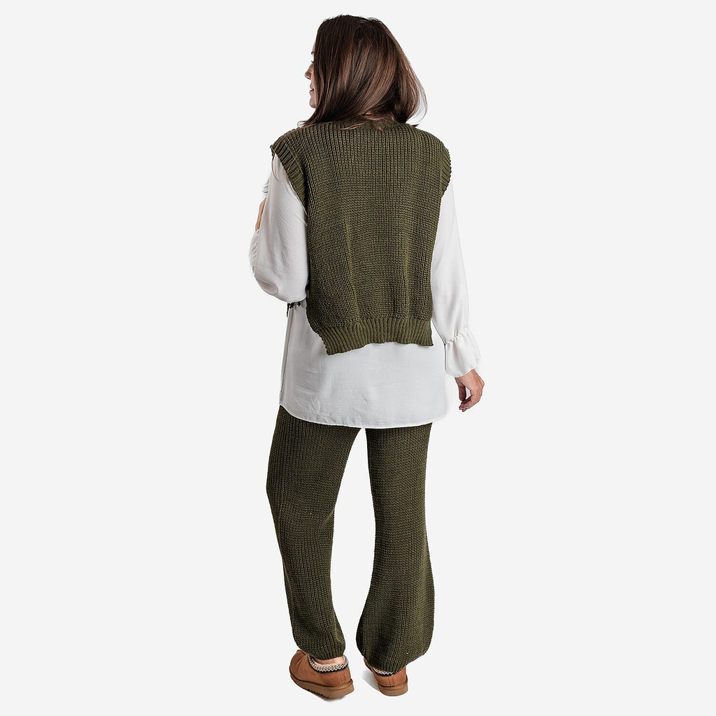 Women’s Knitted Wide-Leg Trousers with Soft Relaxed Fit for Everyday Comfort