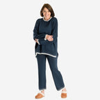 Women’s Knitted Cropped Wide-Leg Trousers with Contrast Stitch Hem