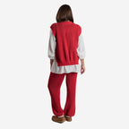 Knitted Wide Leg Trousers (One Size, 8-18) - Red