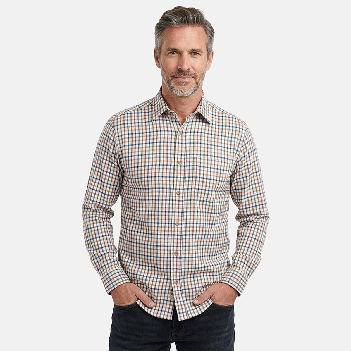 Jj Willis Mens Casual Checker Shirt (Size XL) - Off-White, Wine, Navy & Olive
