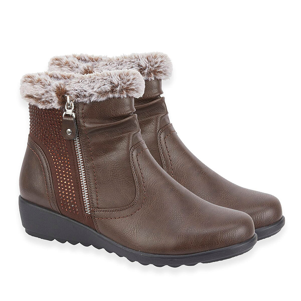 Jo - Joe Basil Ankle Boots With Side Zip Closure (Size 6) - Brown