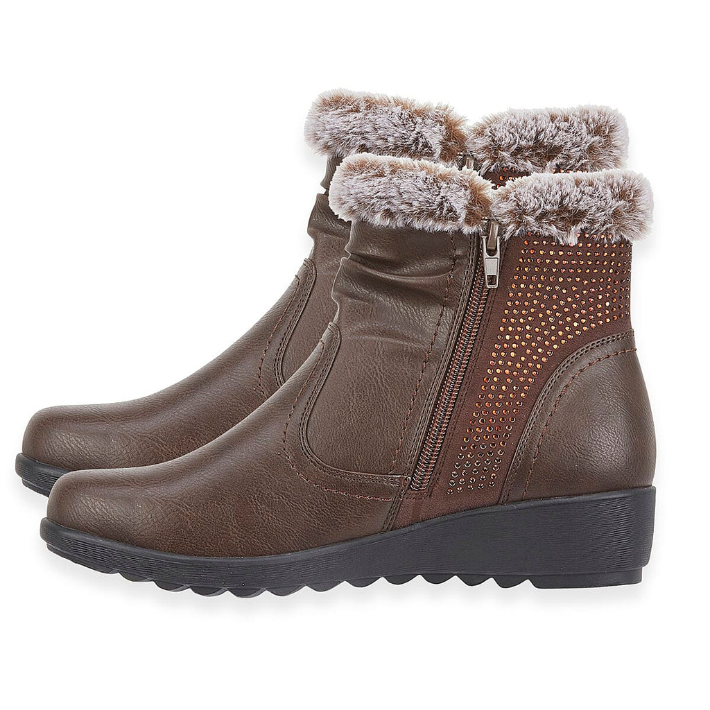 Jo - Joe Basil Ankle Boots With Side Zip Closure (Size 6) - Brown