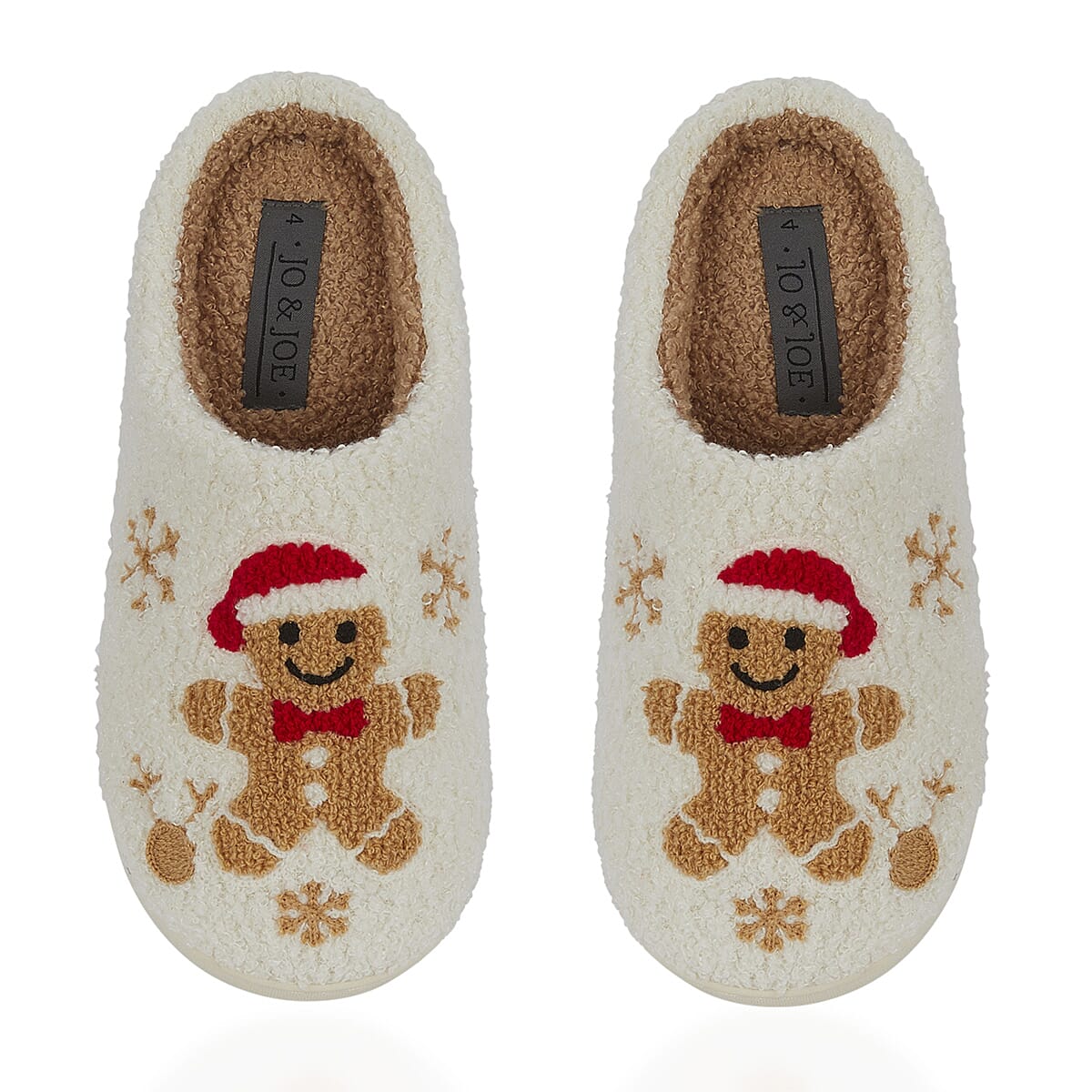 Jo - Joe Design Christmas Gingerbread Man Fluffy Mule (Size 5) - Cream