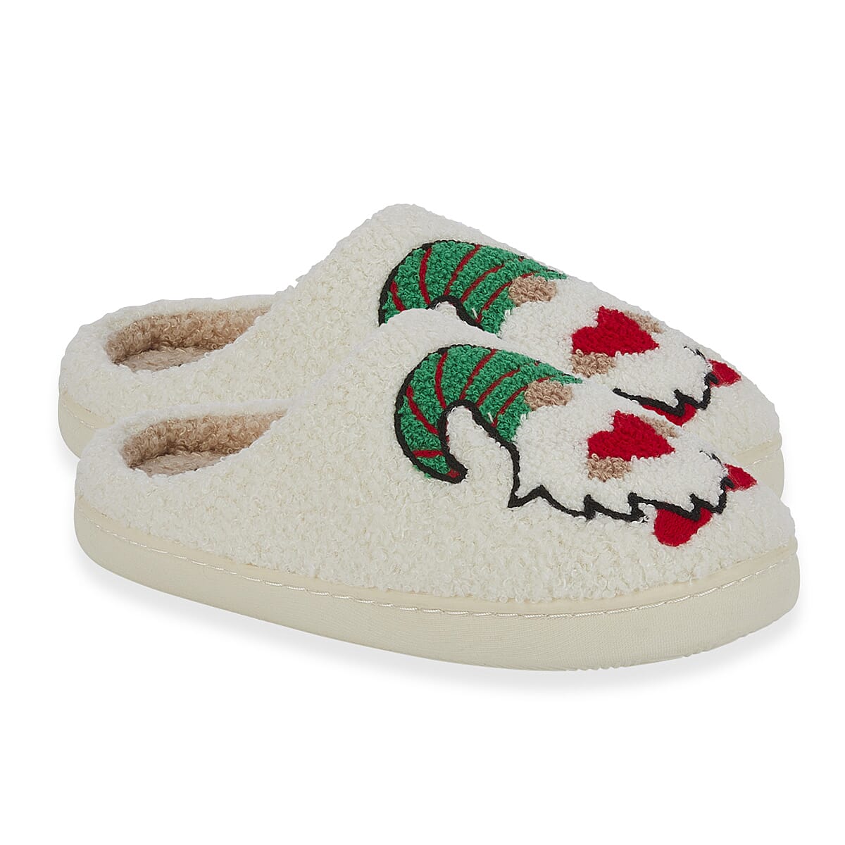 Jo - Joe Design Christmas Gonk Design Fluffy Mule (Size 4) - Cream