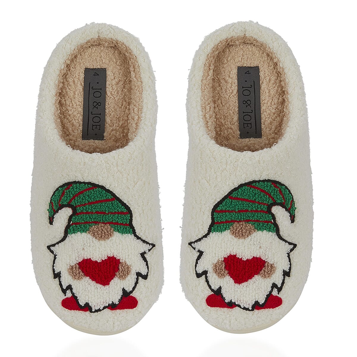 Jo - Joe Design Christmas Gonk Design Fluffy Mule (Size 4) - Cream