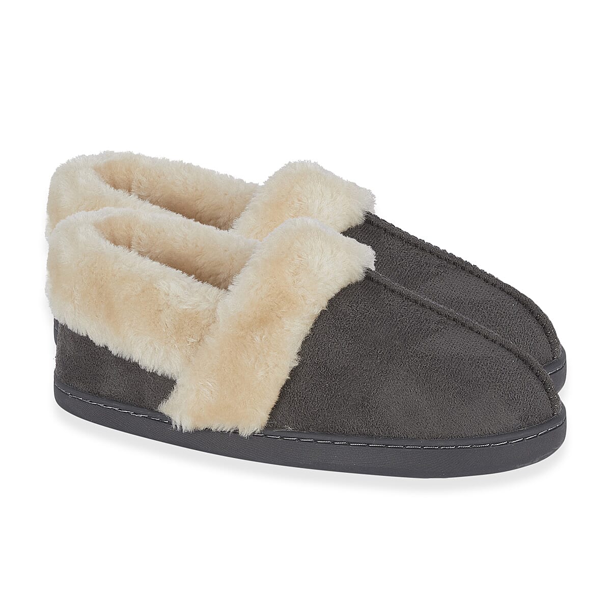 Jo - Joe Edale Faux Suede Slip-On With Sherpa Fur Lining (Size 6) - Grey