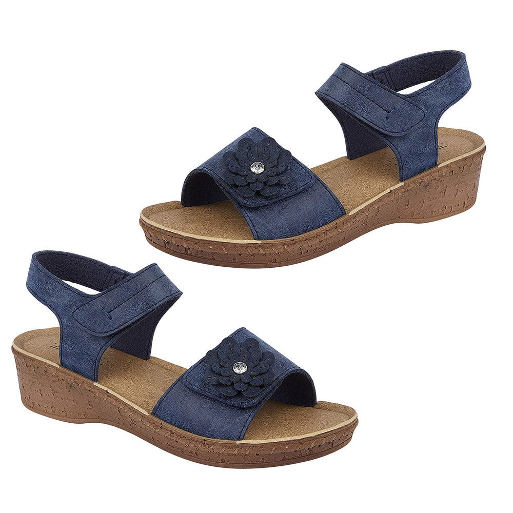 Jo & Joe HIBISCUS Lightweight Touch and Close Fastening Sandal (Size 3) - Navy