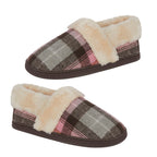 Jo - Joe Heritage Cosy Check Mule With Faux Fur Trim (Size 3) - Blush