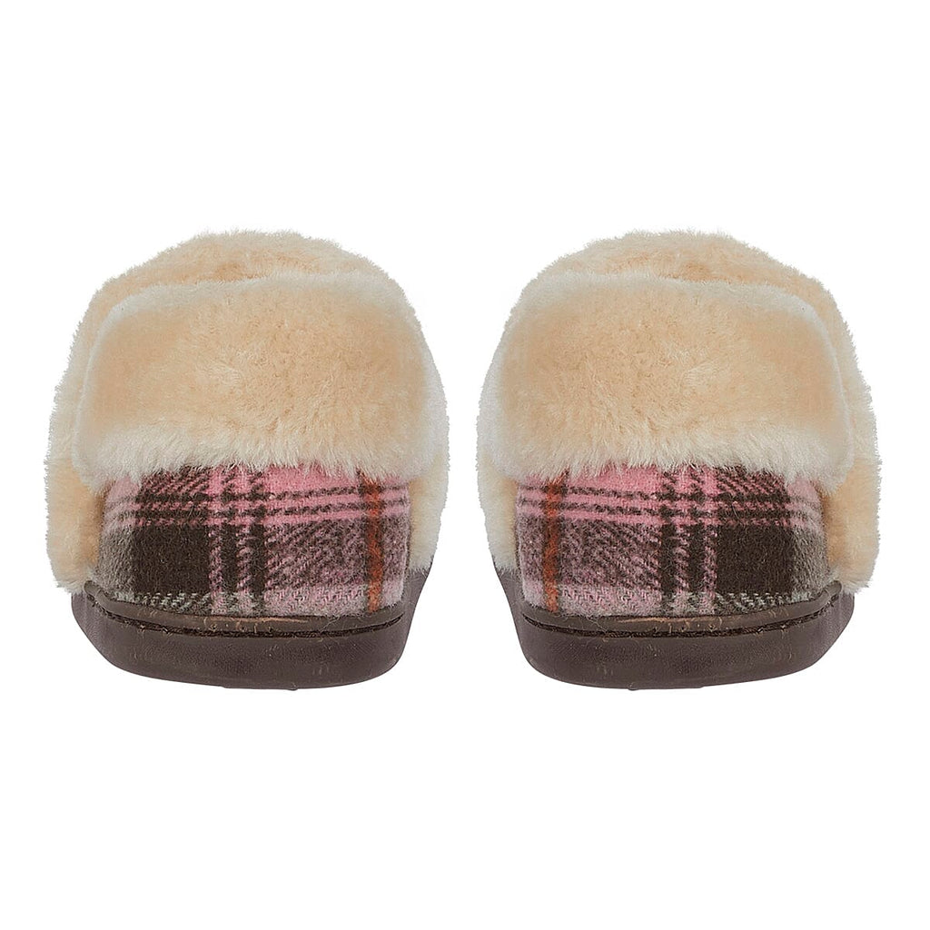 Jo - Joe Heritage Cosy Check Mule With Faux Fur Trim (Size 3) - Blush