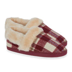 Jo - Joe Heritage Cosy Check Mule With Faux Fur Trim (Size 7) - Cherry