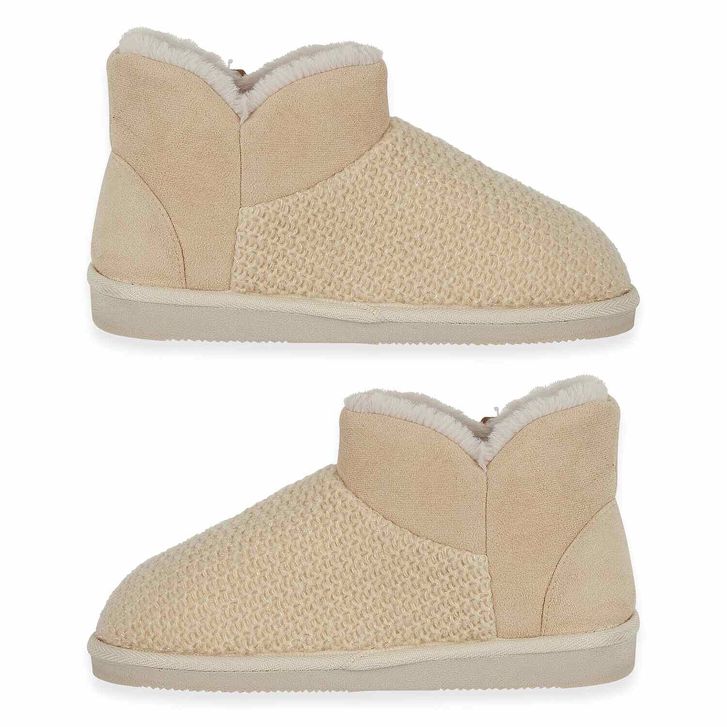 Jo & Joe Ladies Fur Lined Shoe  (Size 7) - Cream