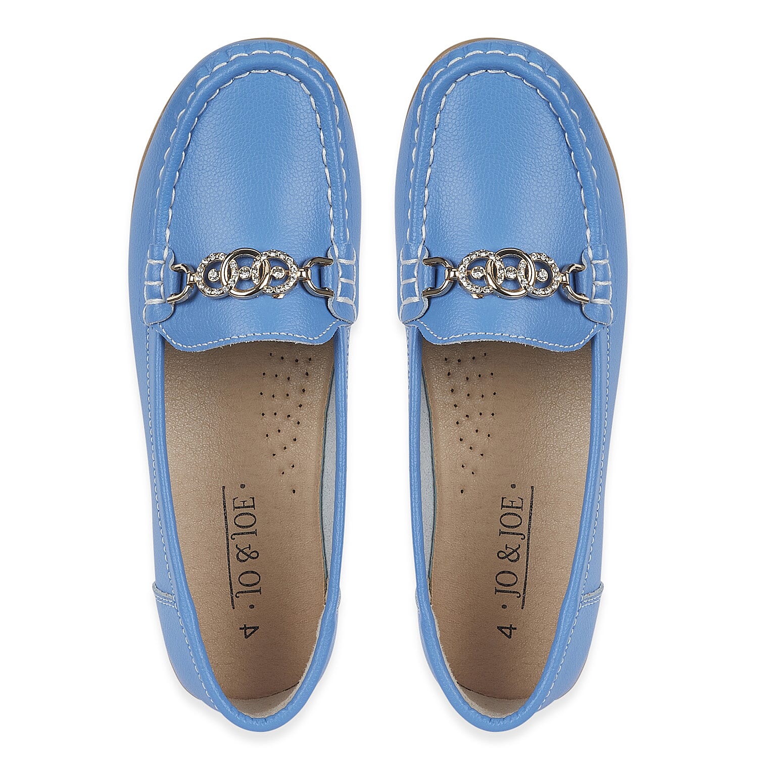 Jo - Joe Ladies Kasbah Leather Loafer with Diamante Trim (Size 7) - Azure Blue
