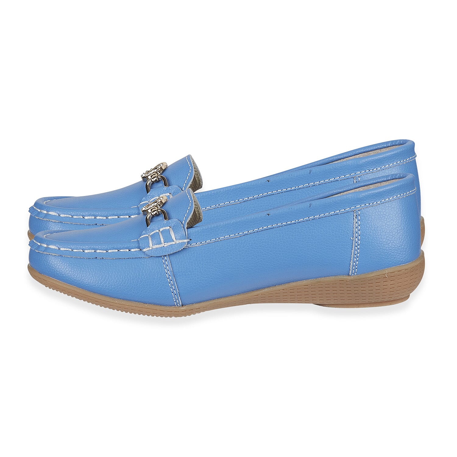 Jo - Joe Ladies Kasbah Leather Loafer with Diamante Trim (Size 7) - Azure Blue