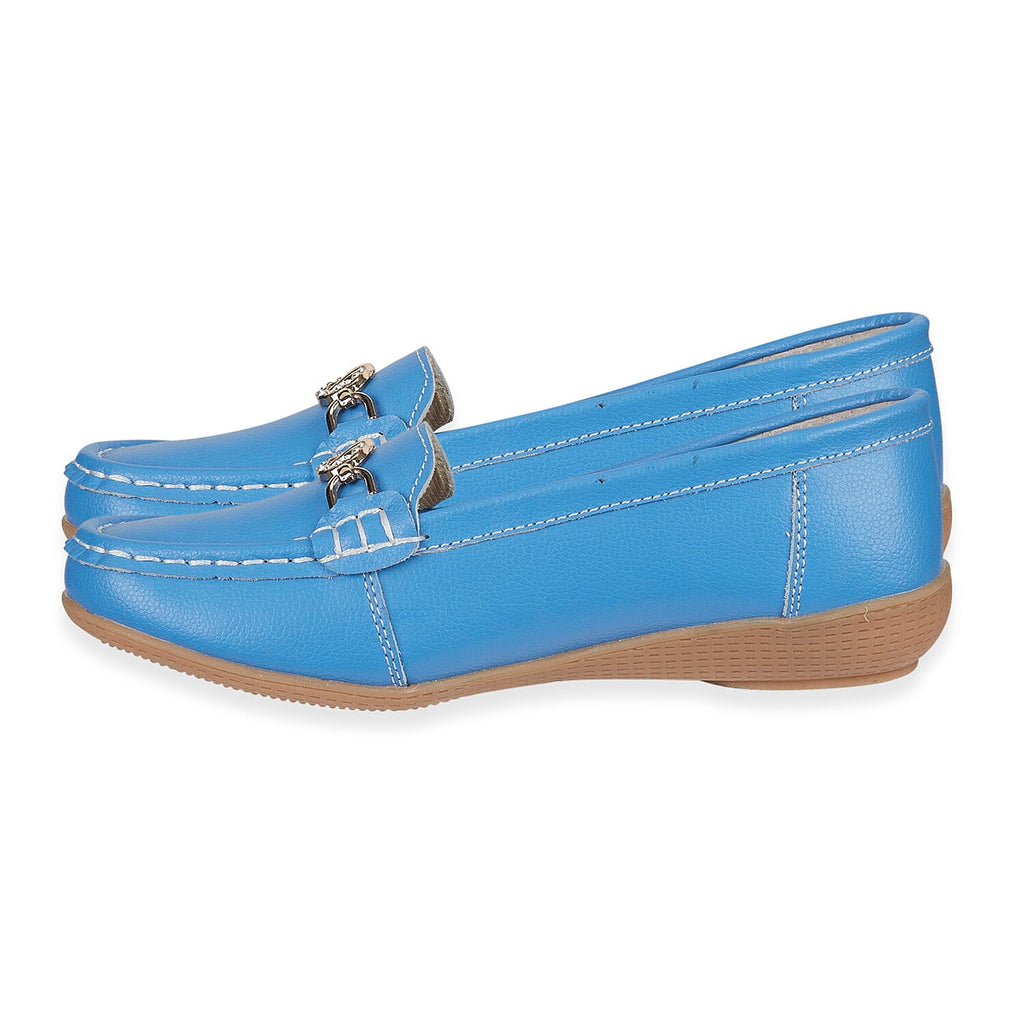 Jo - Joe Ladies Kasbah Leather Loafer with Diamante Trim (Size 8) - Azure Blue