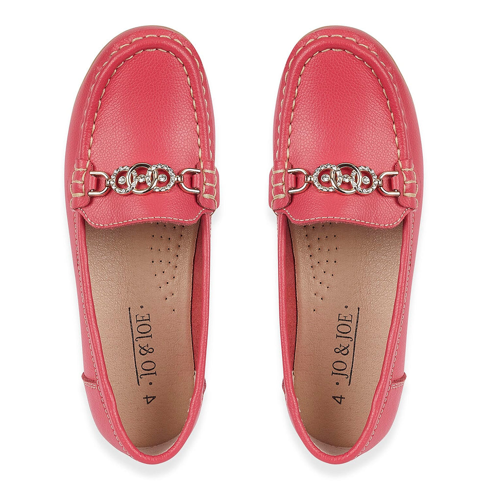 Jo - Joe Ladies Kasbah Leather Loafer with Diamante Trim (Size 8) - Watermelon