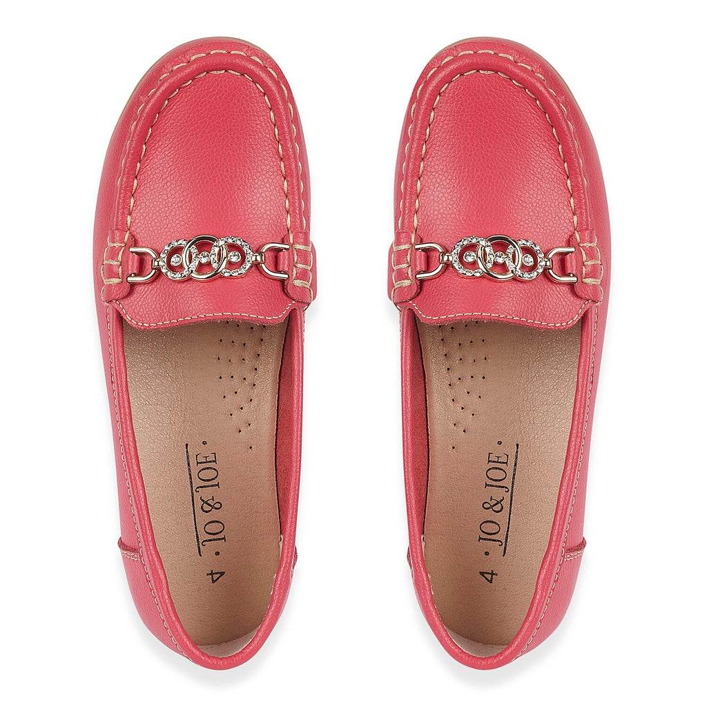 Jo - Joe Ladies Kasbah Leather Loafer with Diamante Trim (Size 8) - Watermelon