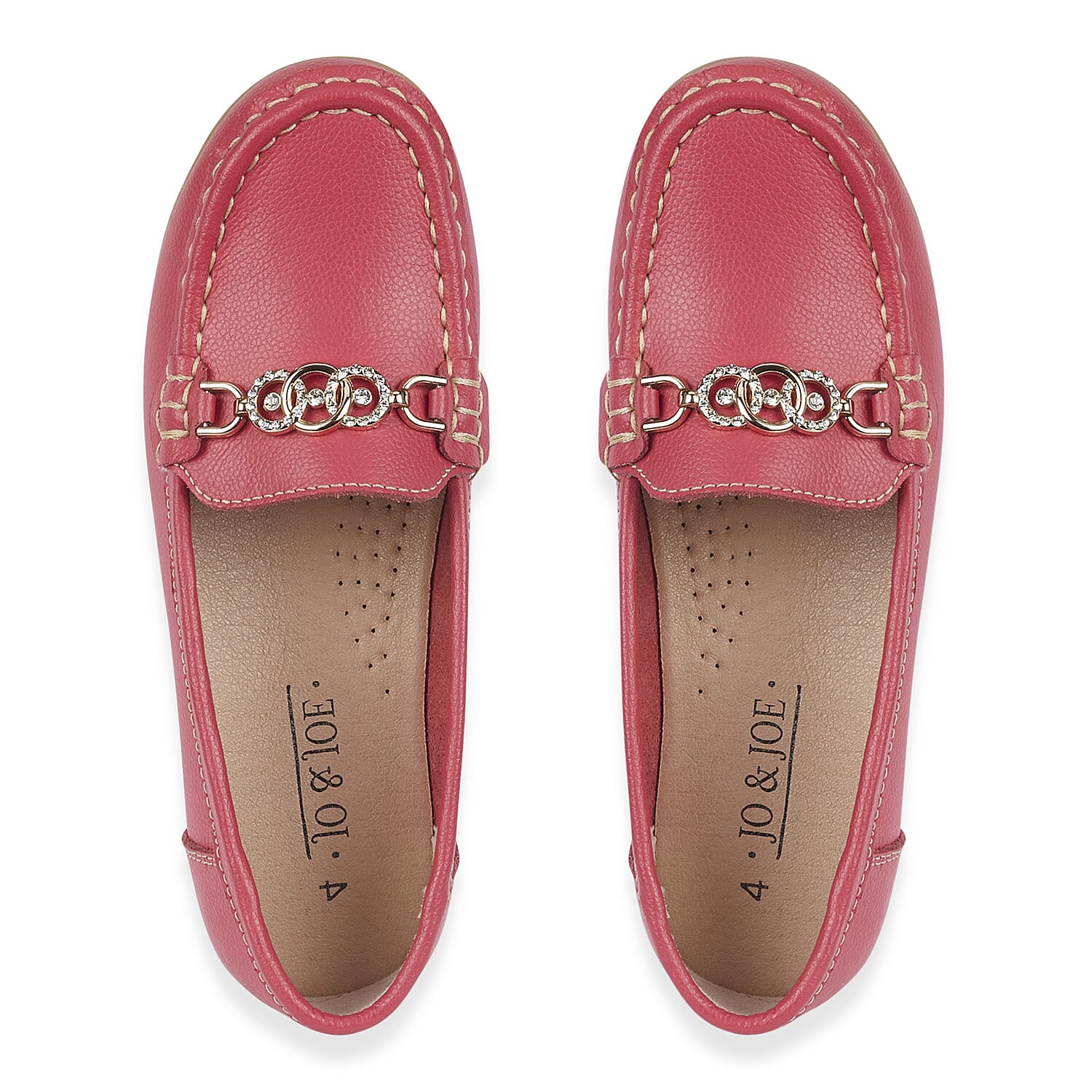 Jo - Joe Ladies Kasbah Leather Loafer with Diamante Trim (Size 8) - Watermelon