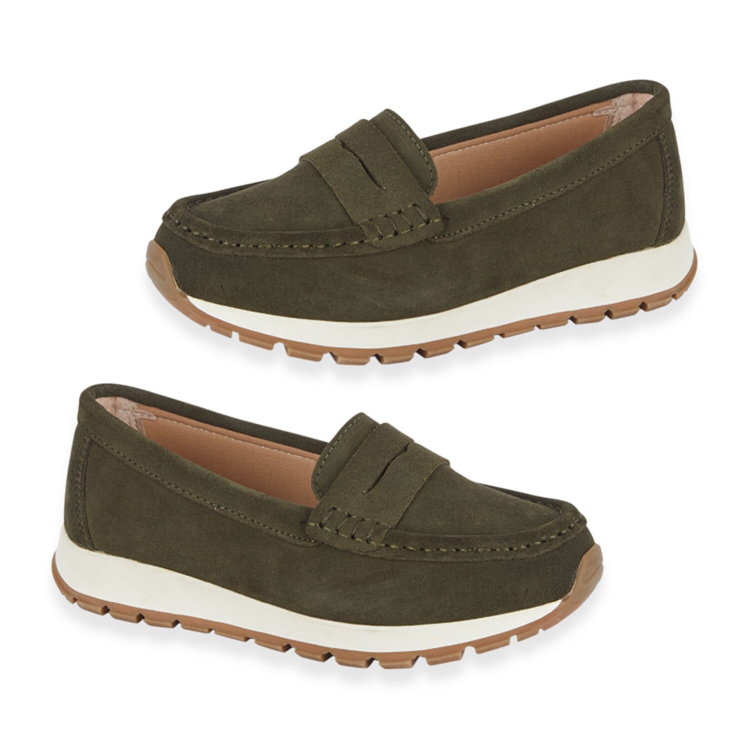 Jo - Joe Ladies Lima Genuine Suede Loafer With Chunky Cushioning Sole (Size 6) - Olive