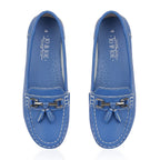 Jo - Joe Ladies Nautical Wide Fit Leather Tassel Loafer (Size 6) - Royal Blue
