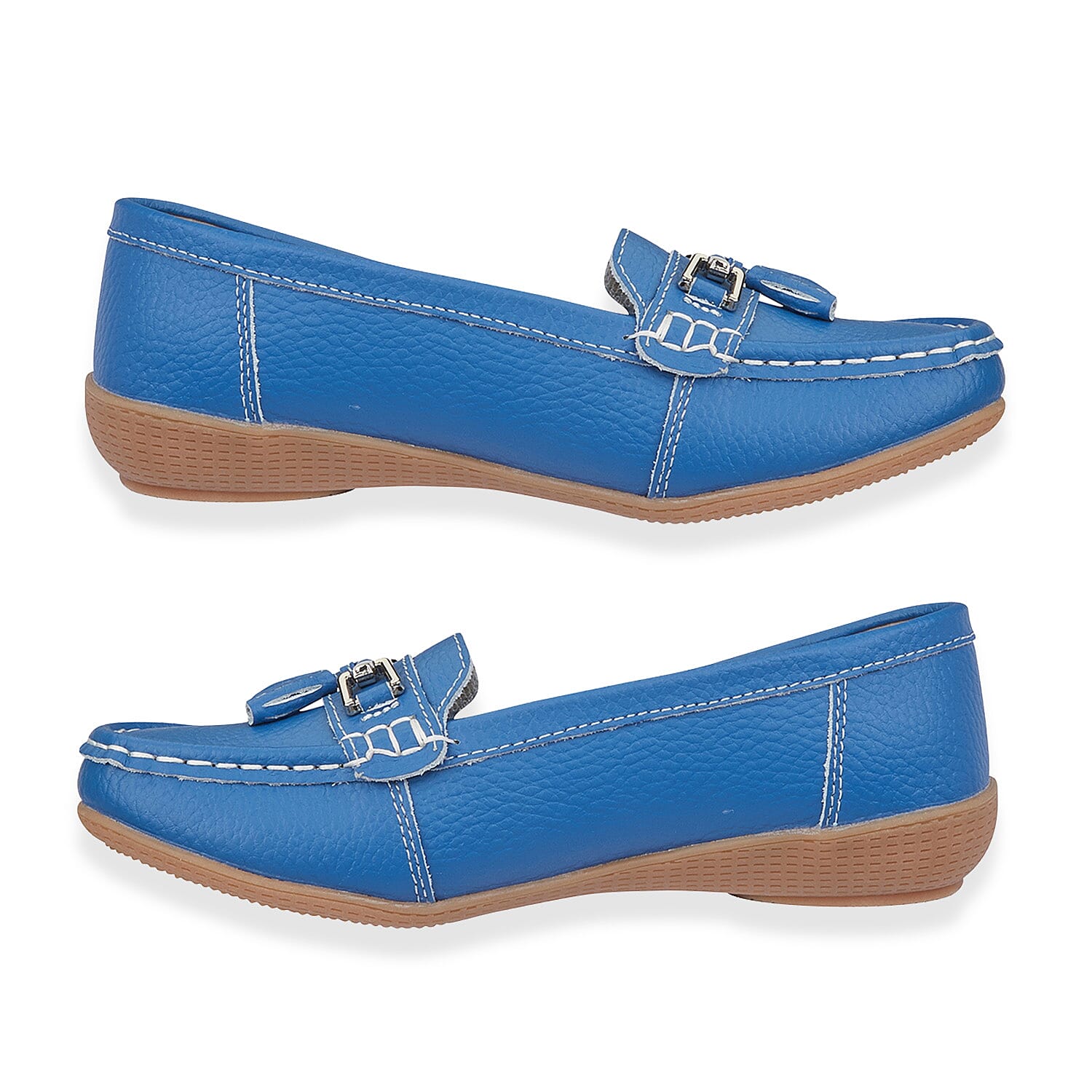 Jo - Joe Ladies Nautical Wide Fit Leather Tassel Loafer (Size 6) - Royal Blue