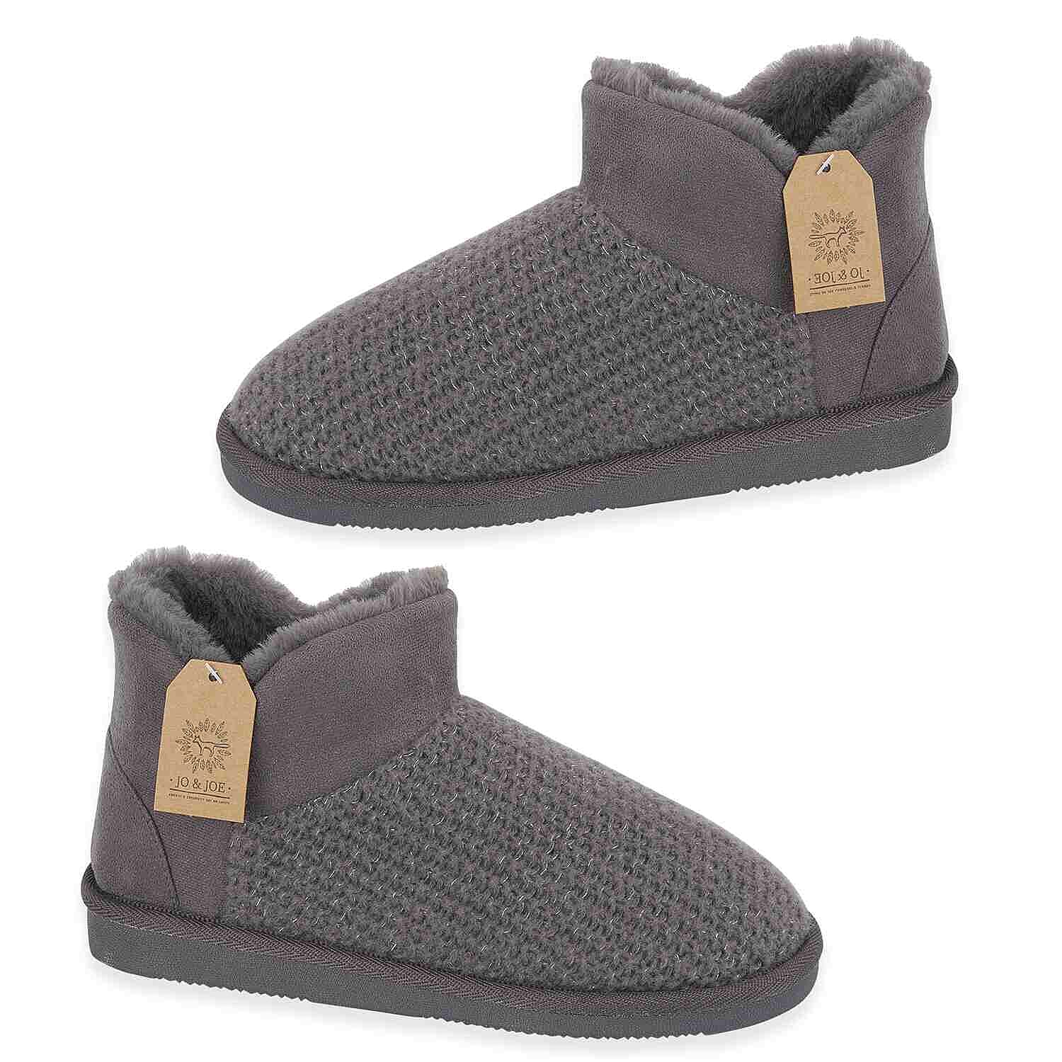 Jo & Joe Ladies Fur Lined Shoes (Size 5) - Charcoal