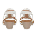 Jo - Joe Bloomsbury Ladies Lightweight Wedge Sandal With Flower Trims And Elasticated Back Strap (Size 7) - White