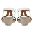 Jo - Joe Cape Verde Ladies Mid Heel Wedge Comfort Sandal With Glitzy Jewels, Elasticated Slingback Strap And Flexible Sole (Size 8) - White