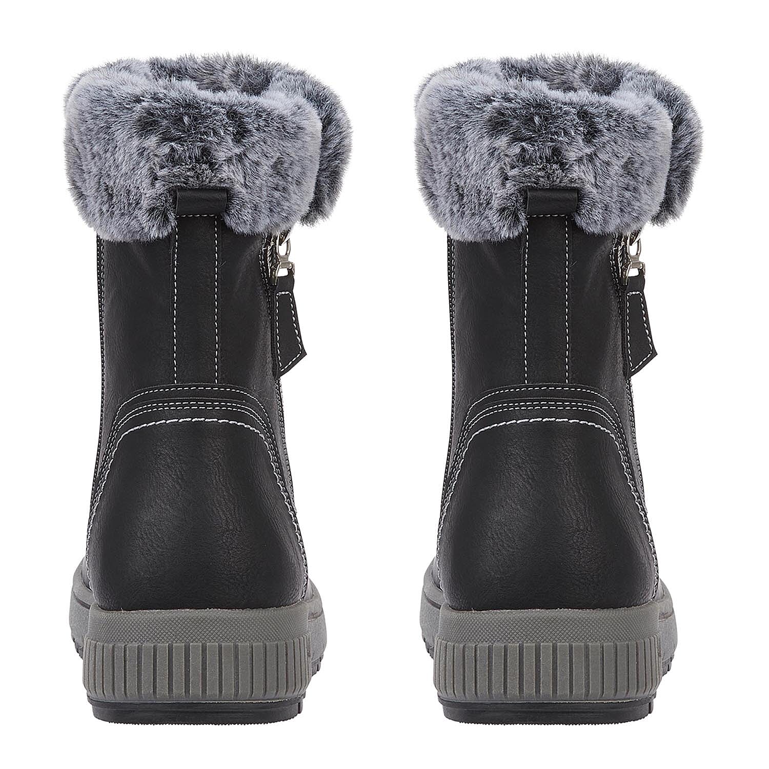 Jo - Joe Ladies Jade Fur Collar Ankle Boots (Size 4) - Black