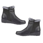 BLACK FRIDAY EXCLUSIVE - Jo - Joe ULTRA-SOFT Faux fur Basil Ankle Boots With Side Zip Closure (Size 4) - Black