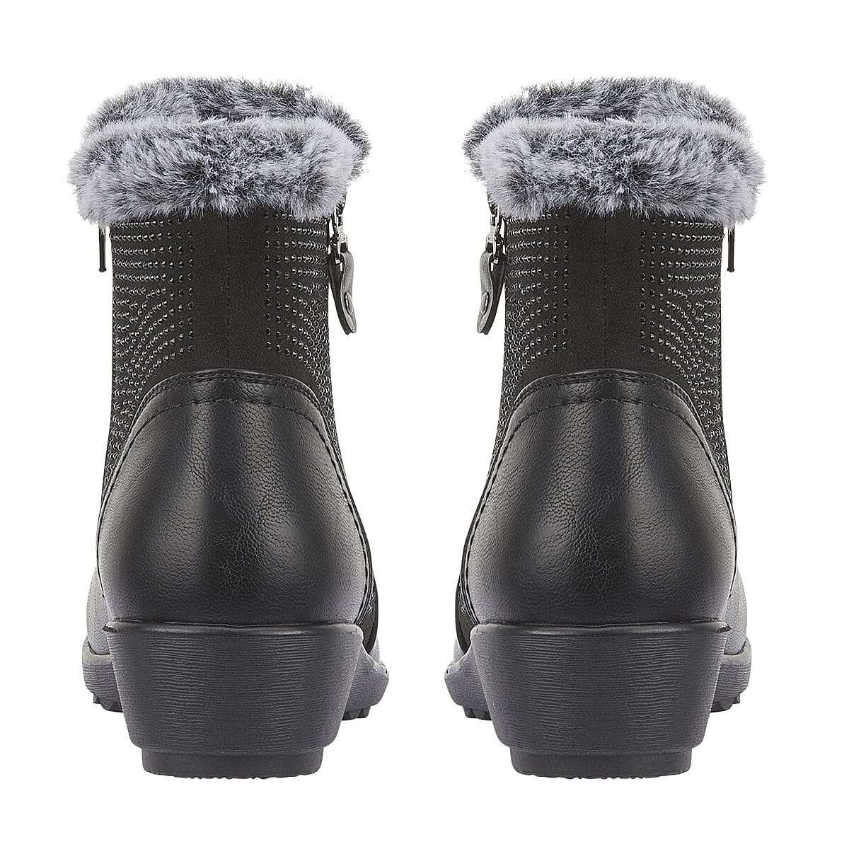 BLACK FRIDAY EXCLUSIVE - Jo - Joe ULTRA-SOFT Faux fur Basil Ankle Boots With Side Zip Closure (Size 4) - Black