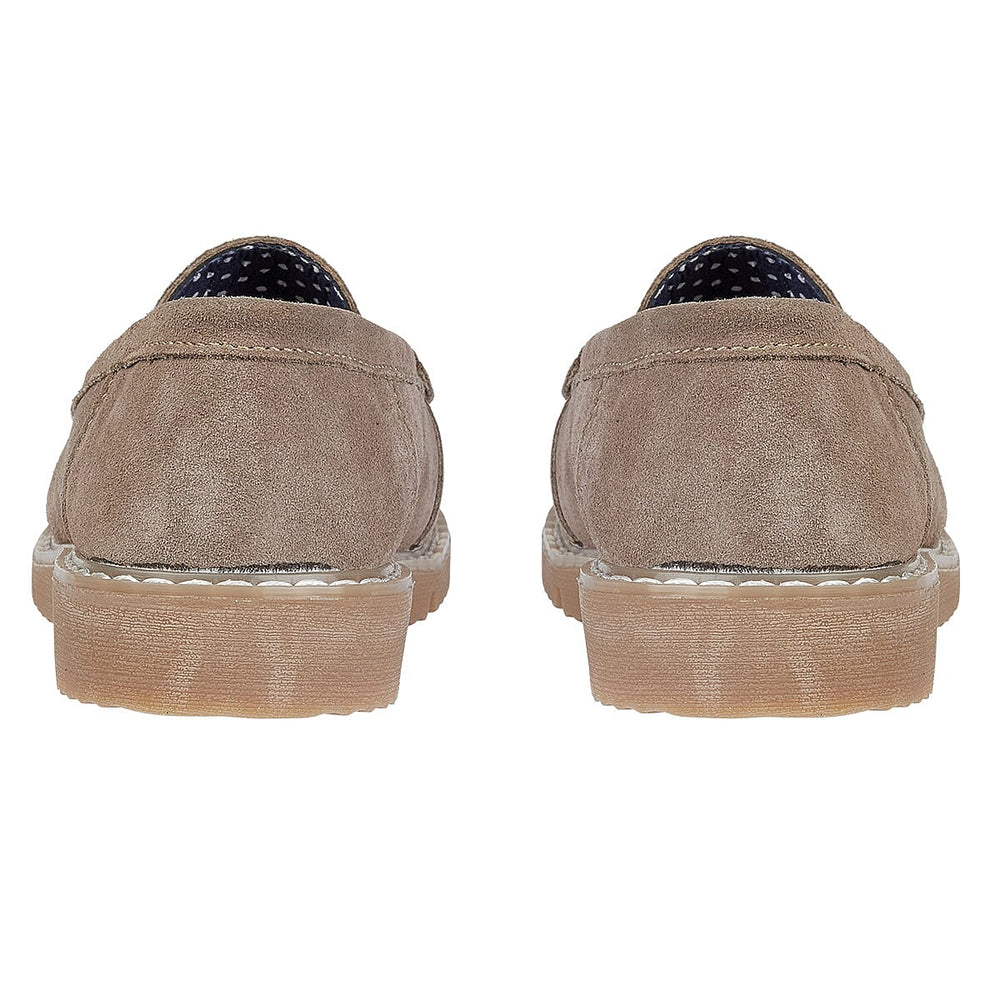 Jo - Joe Ladies SHORE Leather Suede Saddle Trim Loafer (Size 4) - Latte