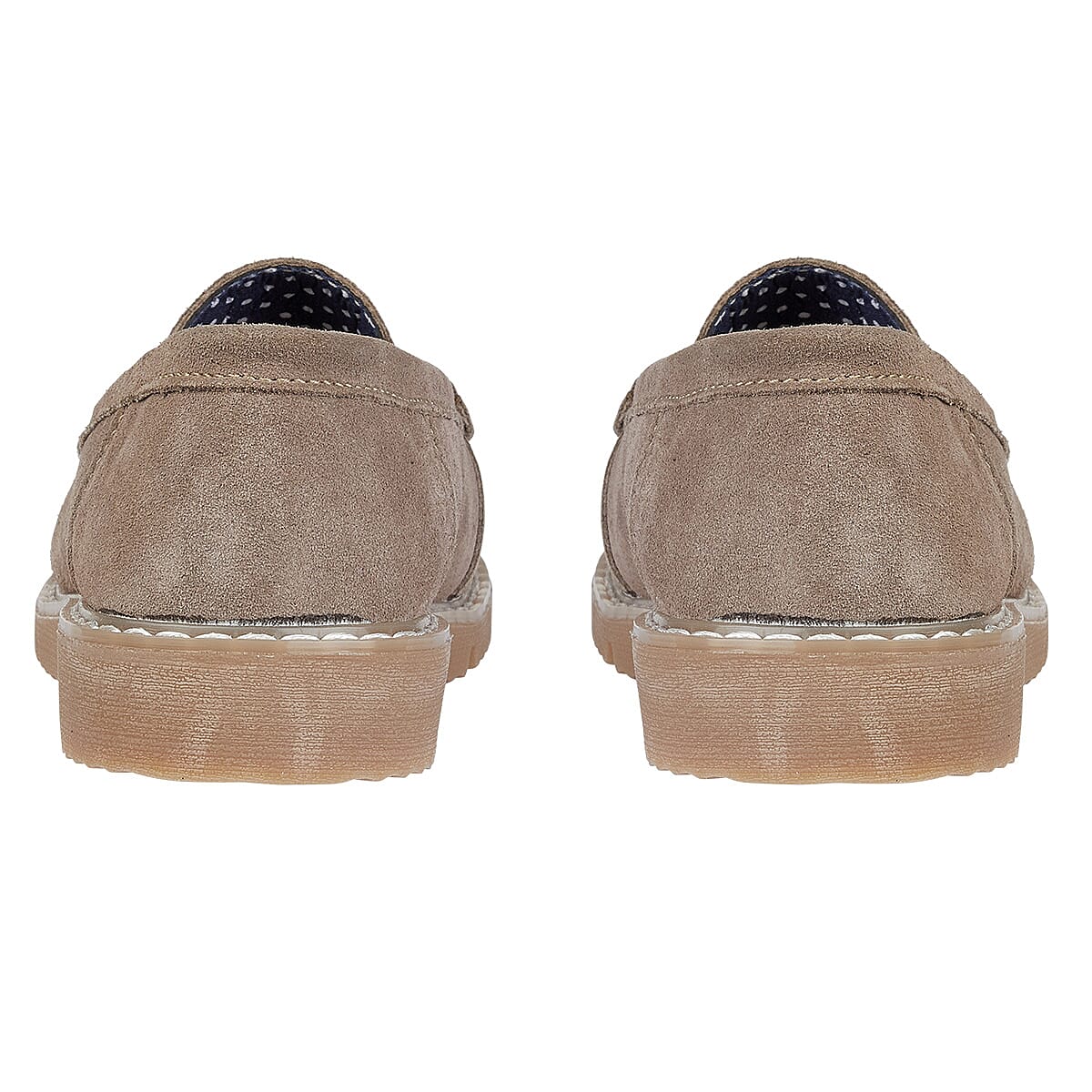 Jo - Joe Ladies SHORE Leather Suede Saddle Trim Loafer (Size 4) - Latte