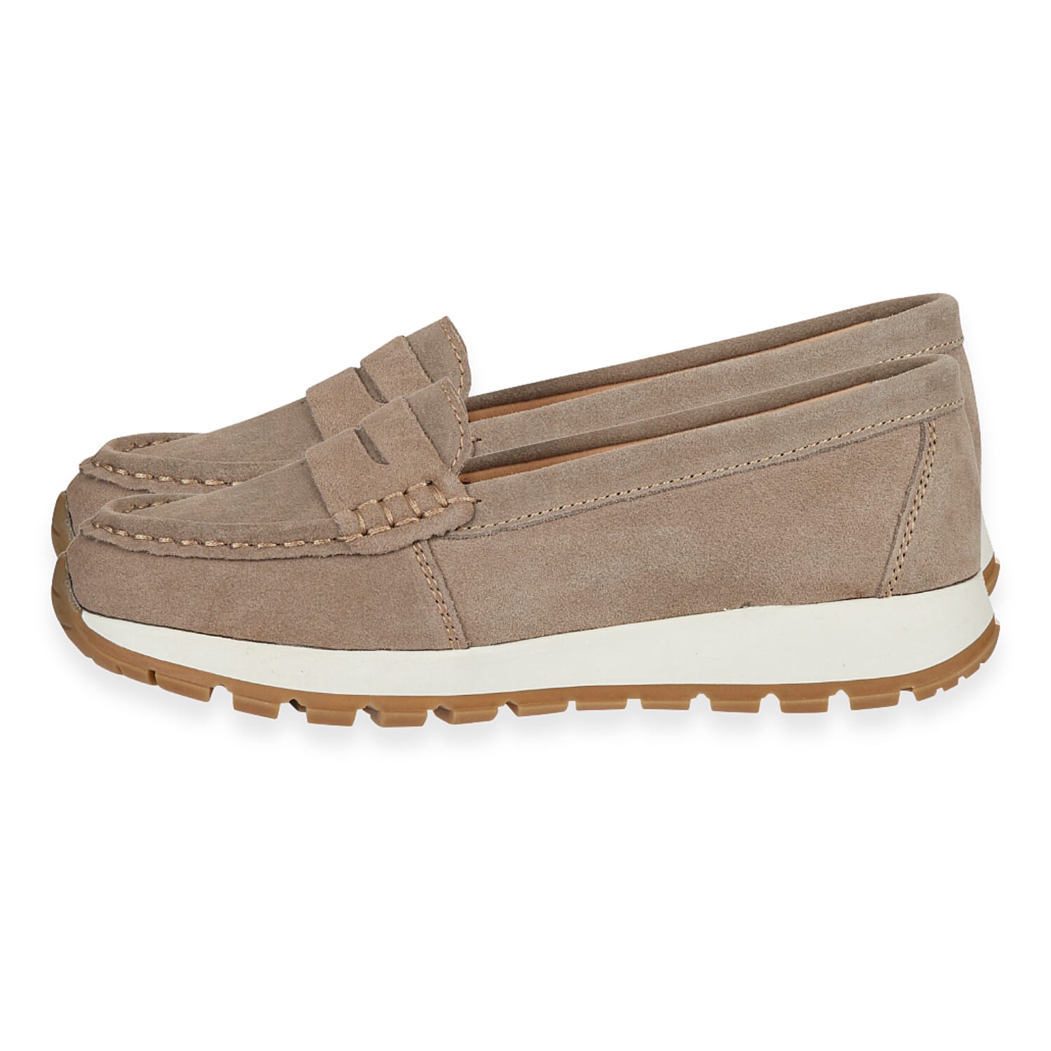 Jo - Joe Ladies Lima Genuine Suede Loafer With Chunky Cushioning Sole (Size 4) - Latte