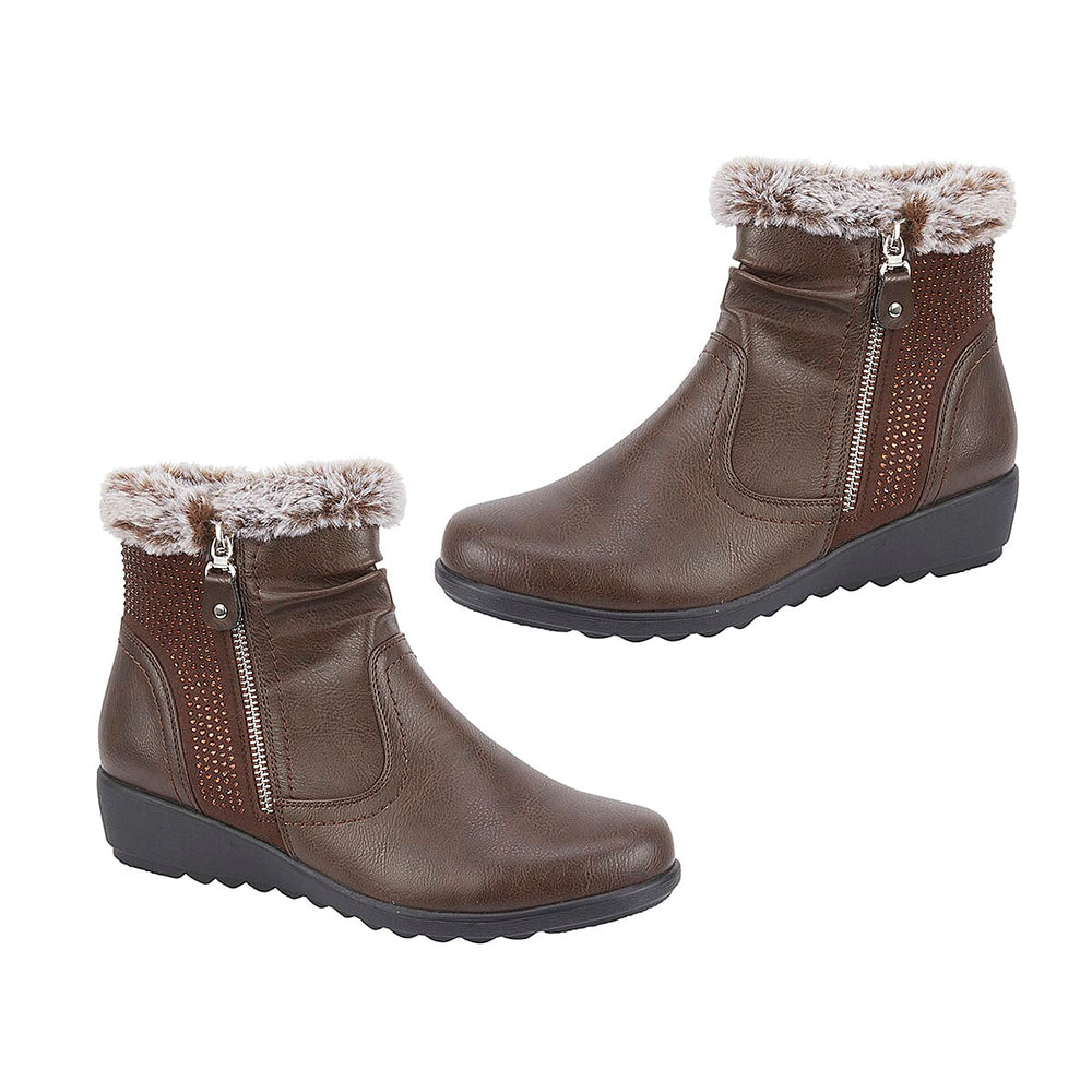 Jo - Joe Basil Ankle Boots With Side Zip Closure (Size 6) - Brown