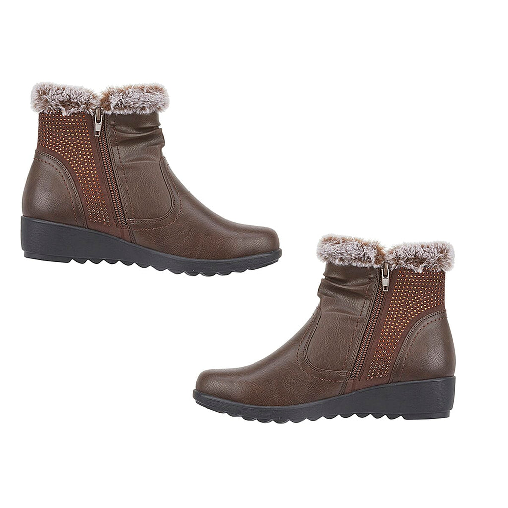 Jo - Joe Basil Ankle Boots With Side Zip Closure (Size 6) - Brown
