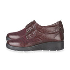 Jo - Joe Ladies Lightweight Wedge Derbies With Diamonte Trim - Tab (Size 6) - Burgundy