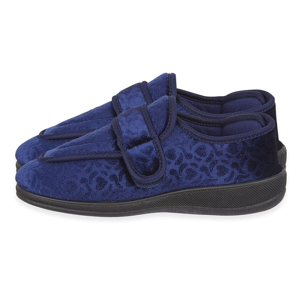 Jo - Joe Ladies Wide Fitting Multi Opening Slipper With Memory Foam Insock (Size 6) - Navy