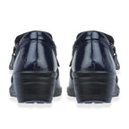 Jo-Joe Jessica Wedge Shoe With Metallic Trim - Zip (Size 7) - Navy